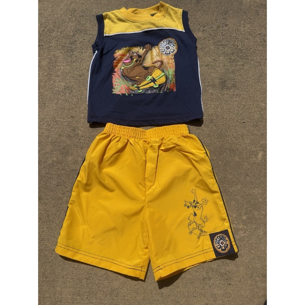 VTG 90s Scooby Doo 4T Toddler Outfit Art Tank Top Shorts Cartoon Network